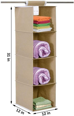 Cloth Organizer - Hanging 4 Shelves Wardrobe Organizer